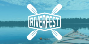 RiverFest graphic with Adirondacks Tug Hill logo between two paddles